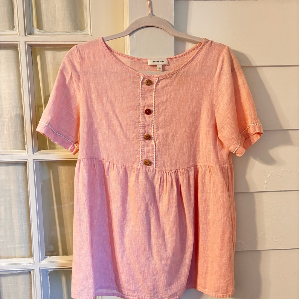 Hailey & Co. Pink Button Baby Doll Blouse